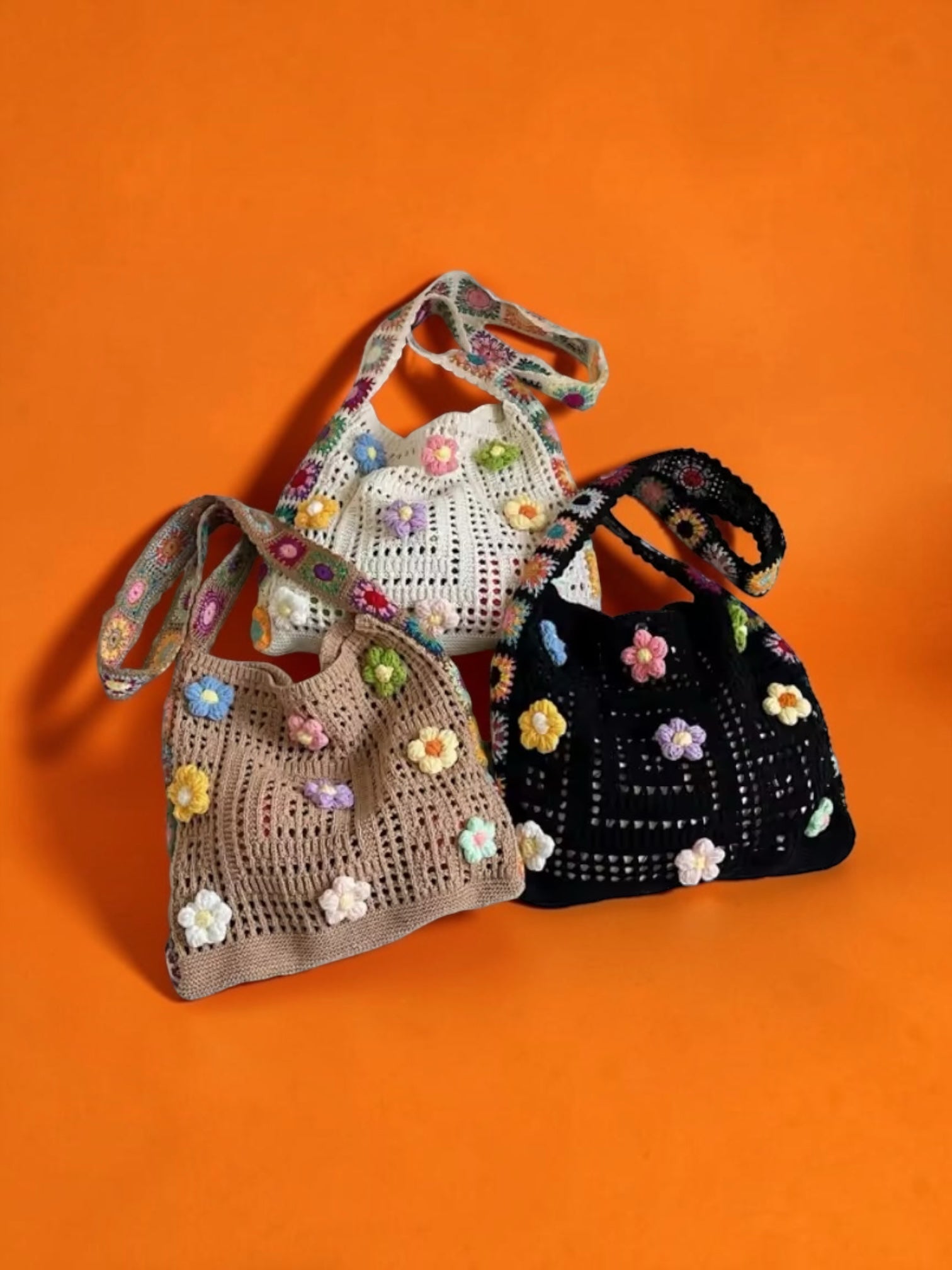 The Marisol Bag — handmade crochet flowers