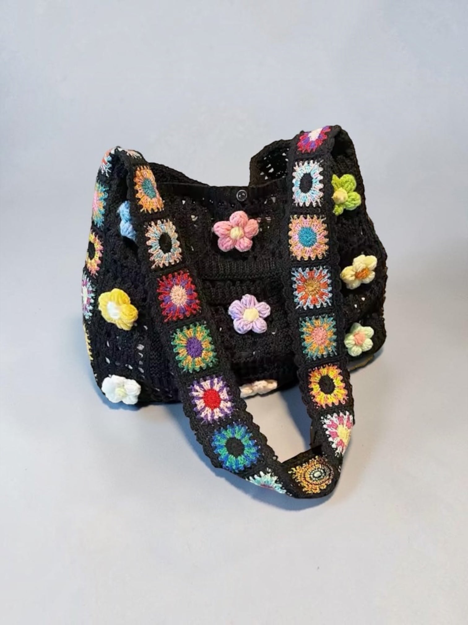The Marisol Bag — handmade crochet flowers